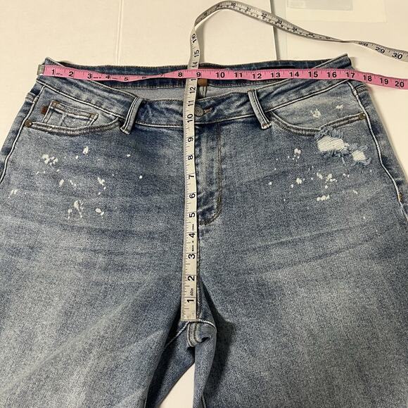 Judy Blue Boyfriend Fit Jeans Women’s 13/31 High Rise Bleach Splatter Stretch - Picture 12 of 15